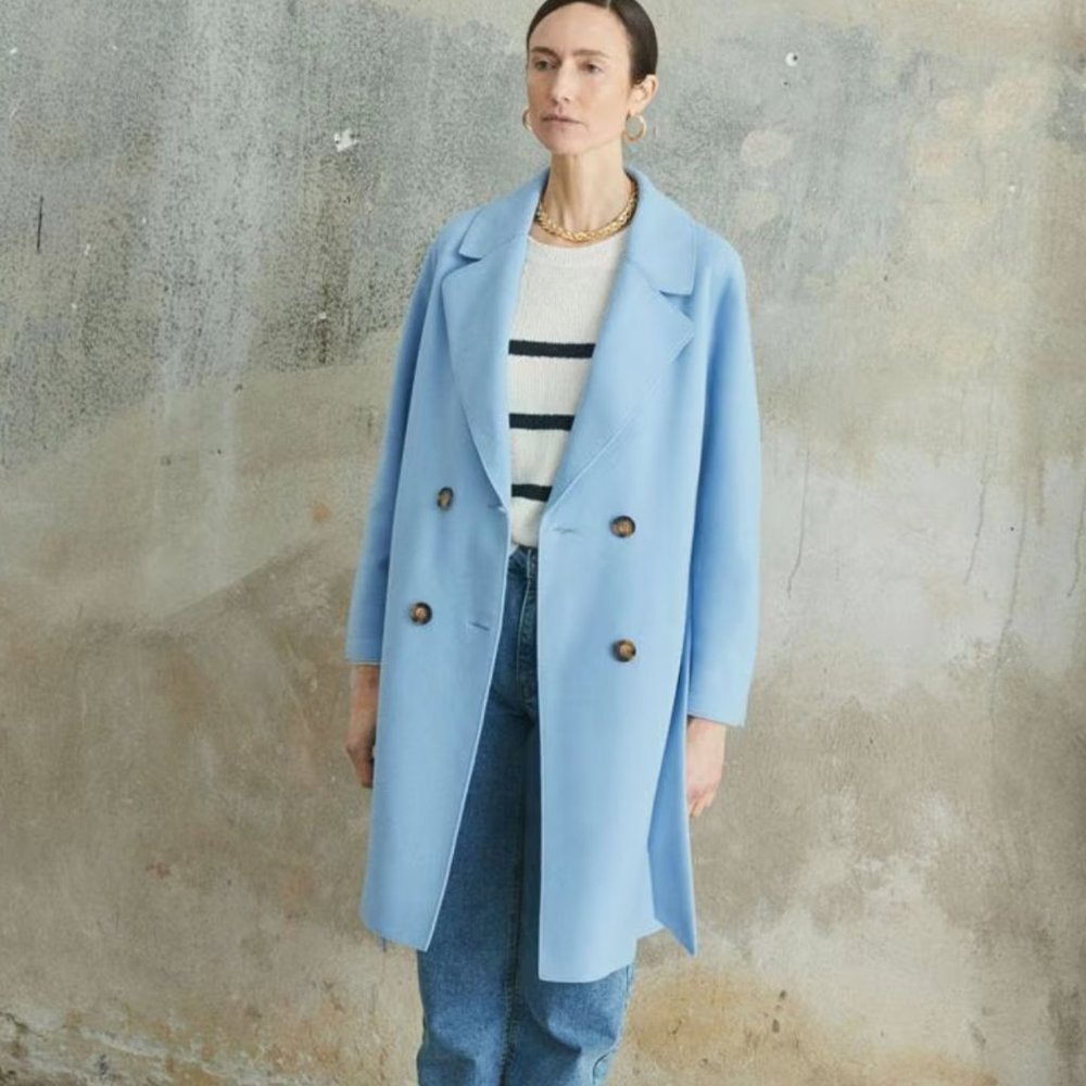 Calliope Midi Coat Powder Blue, Size XS/S